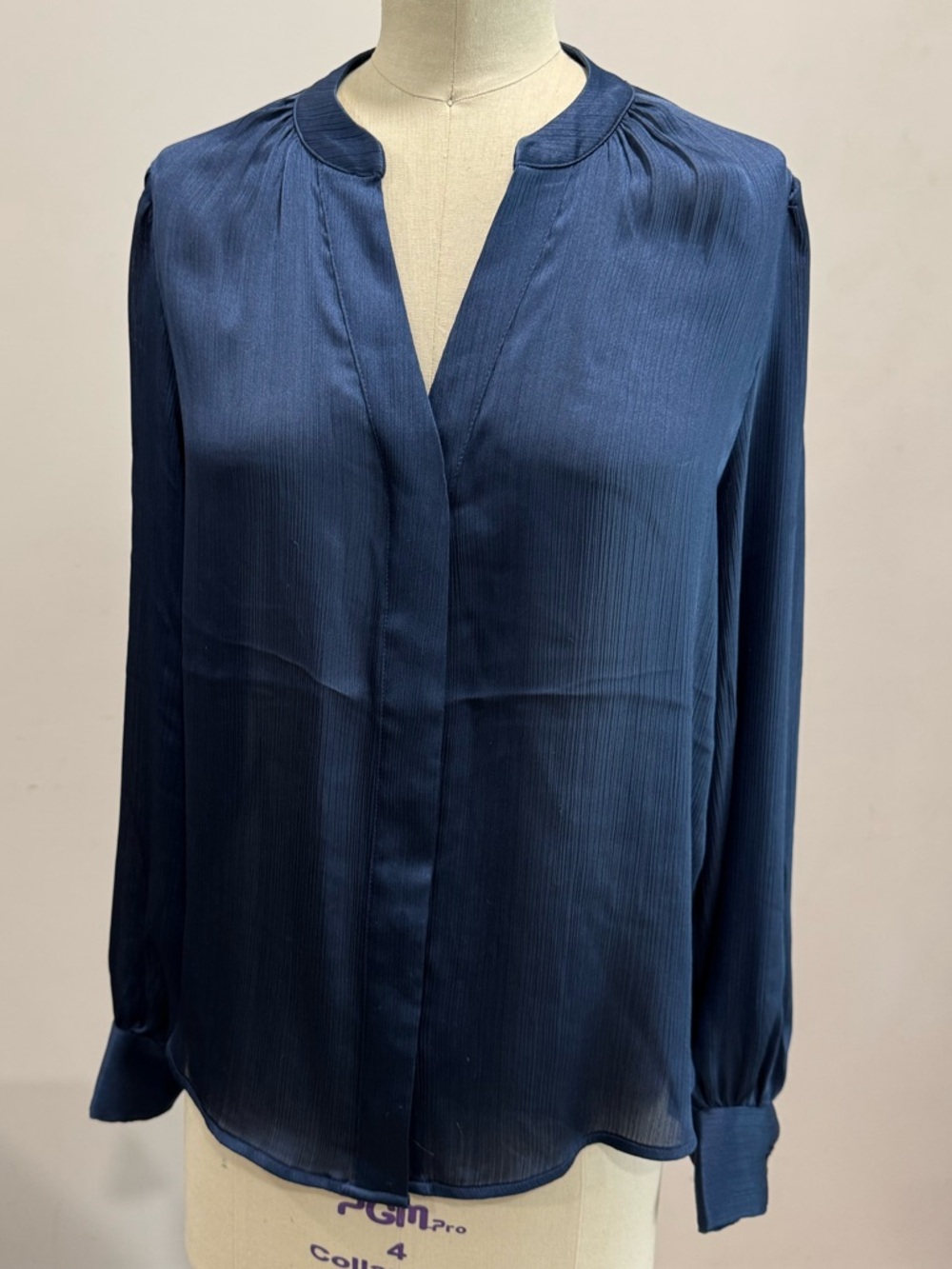 Banana Republic Navy Long-Sleeve Split-Neck Blouse